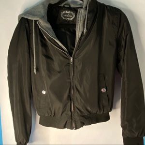 Ambiance black and grey bomber hooded jacket.